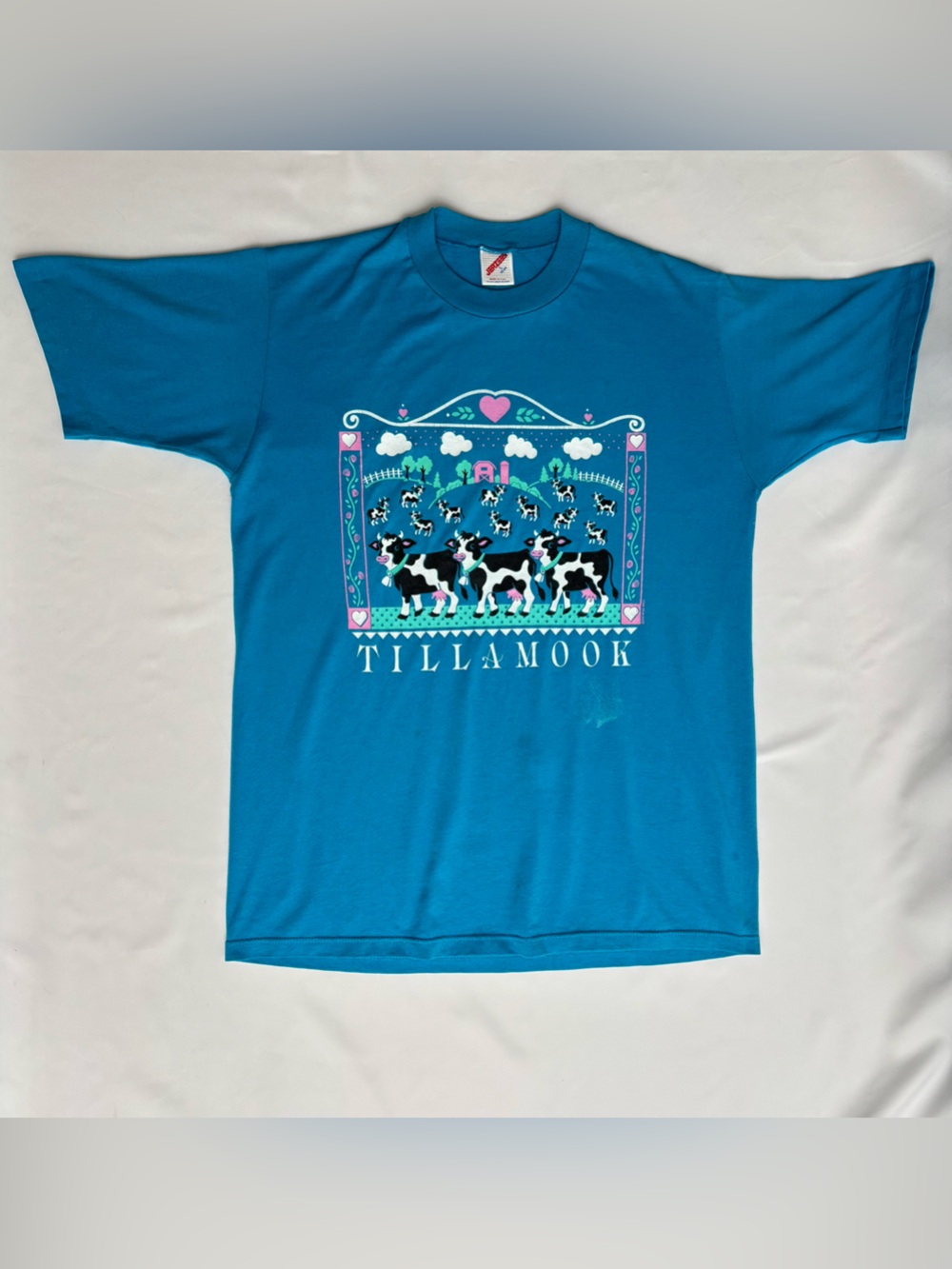 Vintage Tillamook Cow T Shirt Mens Large Jerzees Farm Single Stitch 90s 1990 - Picture 1 of 5